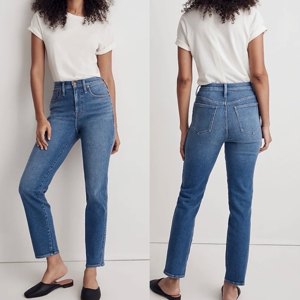 Madewell Stovepipe Straight Leg Blue High Rise Denim Jeans Women’s Size 30 Tall